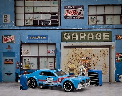 #ad 1 64 Scale Diorama Backdrop Display Garage Scene Hot Wheels Diecast Vehicles $14.99