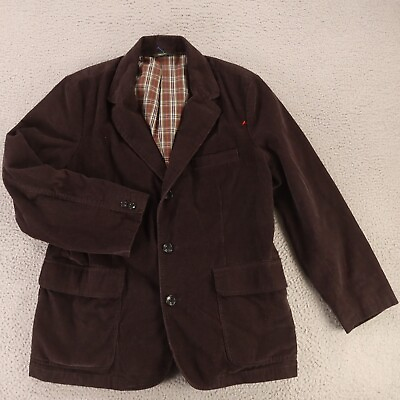#ad Eddie Bauer Jacket L Brown Corduroy Cotton Blazer Sport Coat Patch Pockets 44R $68.77