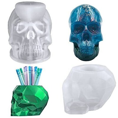 #ad 2 Pcs Skull Resin Molds FineGood 3D Large Skull Resin Molds Silicone DIY Stor... $15.99