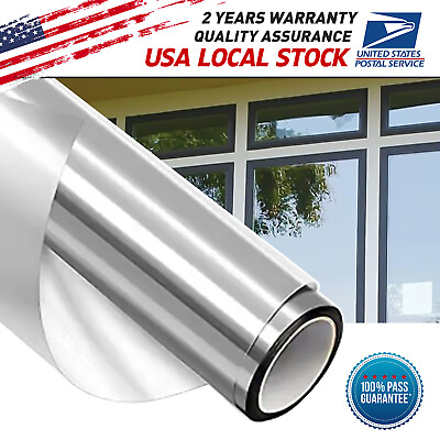 #ad Window Film Static Cling PET One Way Mirror Tint Protect UV Reflective silvery $15.79