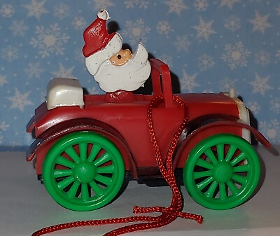 Vintage Christmas Plastic Bobbing Santa In Vintage Car Hong Kong Toy Ornament $9.99