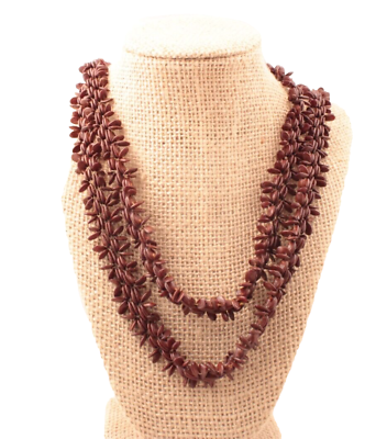 #ad Vintage 44 Inch Apple Seed Necklace Bead Strand Hippy Boho Natural Jewelry $14.99