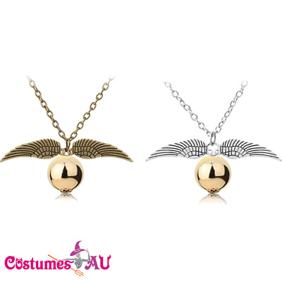 #ad Harry Quidditch Wings Golden Snitch Pendant Necklace Gold Silver Wing AU $5.69