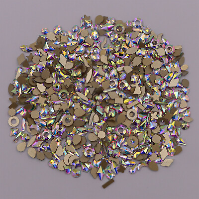 #ad Nail Art Glass Rhinestones Glitter Diamond Crystal Gem 3D Tips DIY Decoration $2.24