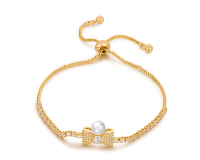 #ad #ad Buyless Fashion Girls Bow Bangle Bracelet With White Stones Adjustable Jewelry $8.97