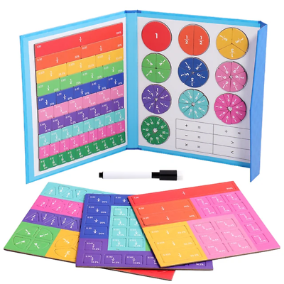 #ad Children Magnetic Fraction Learning Math Toys Wooden Fraction Book Set Parish Te $23.49