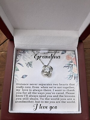 #ad To My Beautiful Grandma Necklace Gift Birthday Christmas With Mahogany Box New $28.00