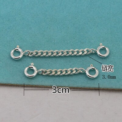 #ad #ad 3.0mm Sterling Silver Safety Chain Extender Necklace Bracelet Extension Stamped $9.49
