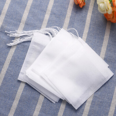 #ad 100 Pcs Tea Bag Infusers Loose Steeper Drawstring Bulk Bags $7.38