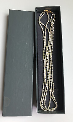 #ad VTG Natural Seed Pearl 3 Strand Necklace Sterling Gold Overlay Clasp 390 Pearls $143.99