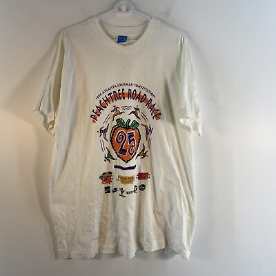 #ad VTG 90s USA White 1994 Peach Tree Road Race Souvenir Graph T Shirt Mens XL $25.00