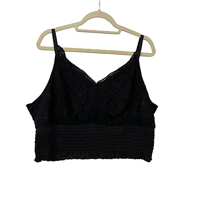 #ad Torrid Bralette crop top Womens 3X Lace V neck Smocked stretch Lined cami $18.95