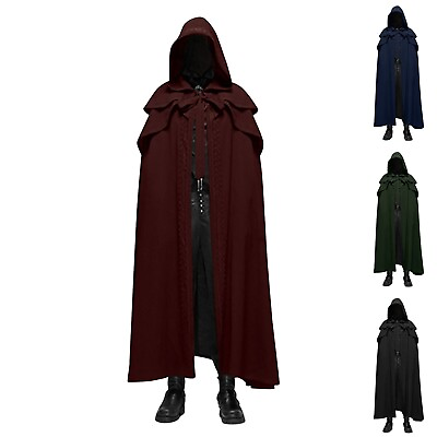 #ad Renaissance Fair Viking Hooded Cloak Medieval Viking Wizard cloak Gothic Ren $47.91