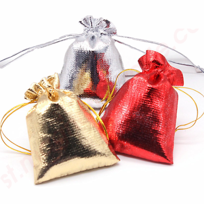 #ad Lots Gold Silver Red Party Jewelry Favors Bag Drawstring Pouch Wedding Gift Bags $9.99