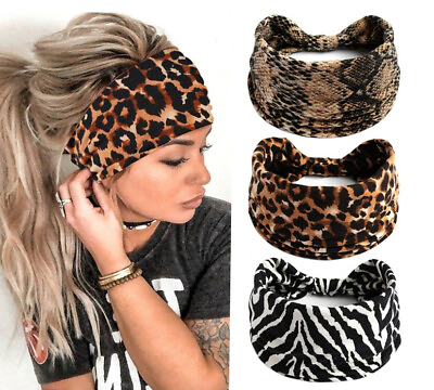 #ad 3× BOHO Wide Elastic Women Headbands Turban Sport Yoga Knotted Hair Bands Wrap K $10.99