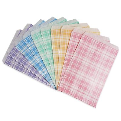 #ad Mixed Plaid Pattern Flat Paper Gift Bags for Retail Packaging Party Favors... $11.95