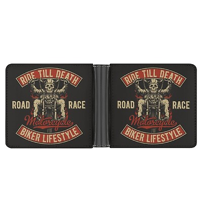 #ad Portable Men#x27;s Wallet RIDE TILL DEATH ROAD RACE BIKER LIFESTYLE Leather Wallet $19.99