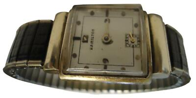 #ad 1950s Hamilton Unisex 14K Gold Case Wristwatch Square Dial $599.95
