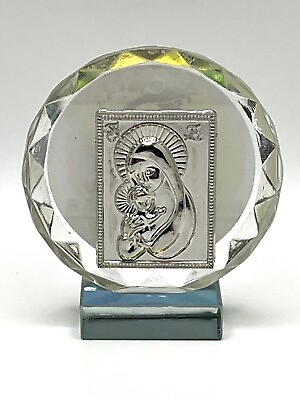 #ad Murano Glass Madonna amp; Child Plaque Religious Christening Gift 2.375x2.125” NWT $12.40