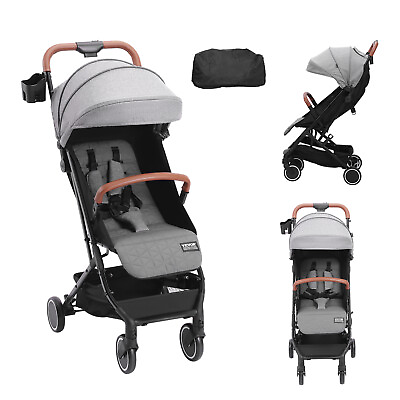 #ad VEVOR Baby Infant Stroller Newborn Toddler Adjustable One click Fold Dark Gray $98.99