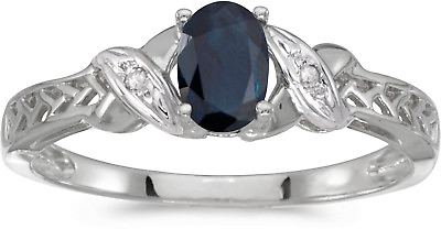 #ad 14k White Gold Oval Sapphire And Diamond Ring CM RM2584XW 09 $453.95