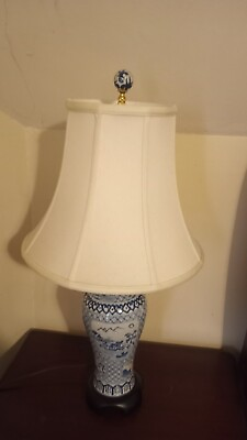 #ad Beautiful Set Of 2 Blue And White Chinoiserie Lamps 31” Tall $150.00