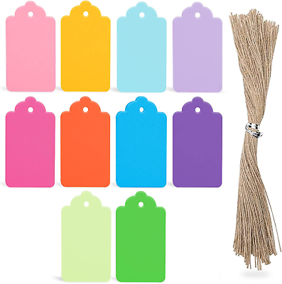 #ad 100 PCS Gift Tags with String 10 Colors Kraft Paper Tags Hanging Tags Price $9.00