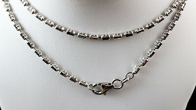 #ad ITALIAN STERLING SILVER RHODIUM PLATED DIAMOND CUT 2MM LONG BEAD CHAIN 16quot; 18quot; $44.35