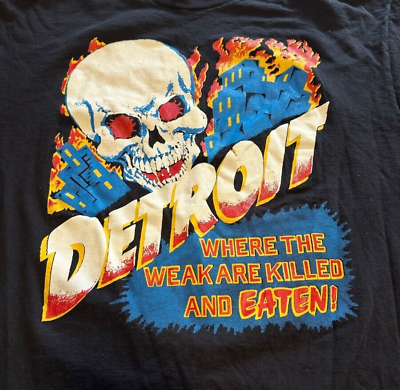 #ad Vtg NOS Anvil Detroit Where The Weak Are Killed And Eaten T Shirt Hip Hop Sz XL $399.99
