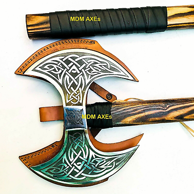 #ad 1pc Axe Only Double Head Hand forged High carbon steel handmade Viking Axe Gift $159.99