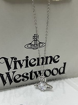 #ad Vivienne Westwood Crystal Silver Heart Crystal Orb Pendant Necklace $25.99