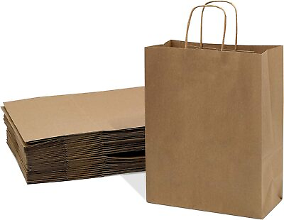 #ad #ad Brown Gift Bags with Handles 10x5x13 Inch 100 Pack Medium Kraft Paper Shopping $31.49