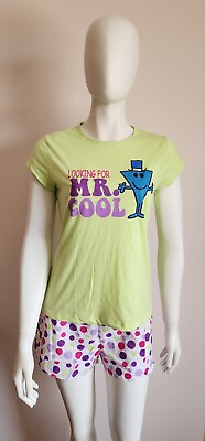 #ad Little Miss Ladies Looking For Mr Cool Green Printed 2 Piece Pyjama Set Size 16 AU $19.95