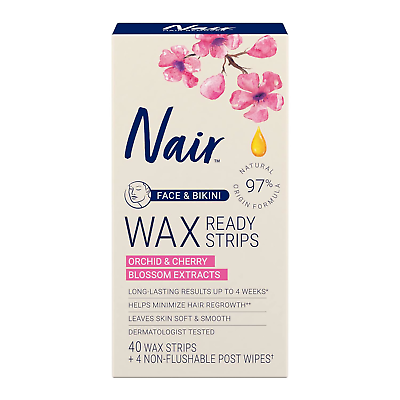 #ad Nair Hair Remover Wax Ready Strips Face and Bikini Hair Removal Wax Strips 40 $9.82
