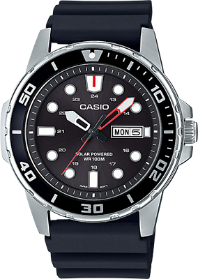 #ad Casio MTP S110 1AV Men#x27;s Solar Battery Watch 100 Meter W R Date Black Resin $86.50