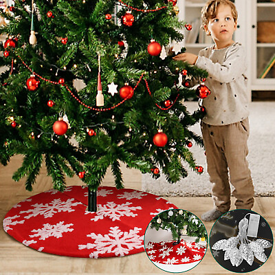 #ad Christmas Tree Skirt Plush Fabric Mat Soft Home Floor Gift Cover Xmas Decor US $6.95