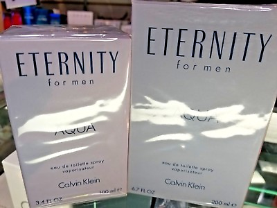CK Eternity AQUA Acqua for Men 3.4 oz 100 or 6.7 oz 200 ml NEW IN SEALED BOX $109.99
