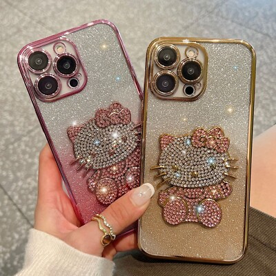 #ad #ad For iPhone 15 14 Pro Max 13 12 11 Cute Hello Kitty Cat Glitter Bling Case Cover $10.99