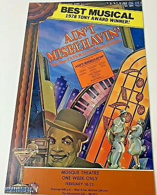#ad Aint Misbehavin Waller 1978 Theater Broadway Window Card Poster Mosque Richmond $63.91