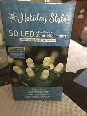 #ad Holiday Style 50 Led Dome Mini Lights Warm White Bulbs Green Wire NEW SHIP N 24H $32.88