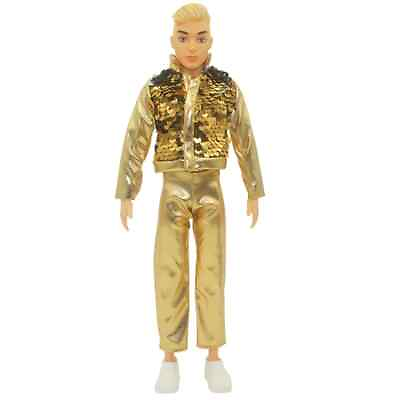 #ad 1set 1 6 Male Doll Clothes Gold Sequin Coat Pants For Ken Boy Doll Clothes Toys $4.93