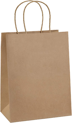 #ad Gift Bags 8X4.25X10.5 100Pcs Paper Gift Bags Medium Size Brown Paper Bags with H $37.88