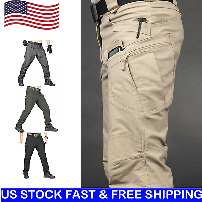 #ad Tactical Cargo Pants Mens Work Pants Combat Outdoor Waterproof Hiking Trousers $26.59