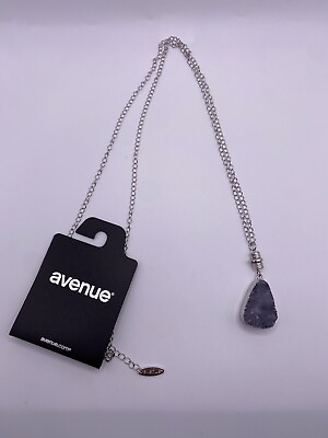 #ad Avenue Purple Silvertone Teardrop Druzy Pendant Necklace 34” New $15.99