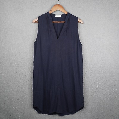 #ad 4Our Dreamer Womens Dress Small Blue V Neck Linen Rayon Sleeveless Casual $24.99