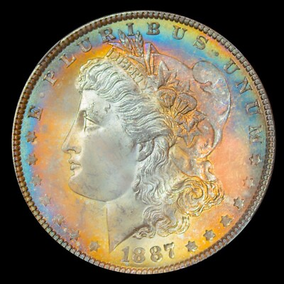 #ad 1887 P NGC MS63* STAR quot;CACquot; MORGAN $ GORGEOUS COLORFUL RAINBOW TONING VIDEO $477.00