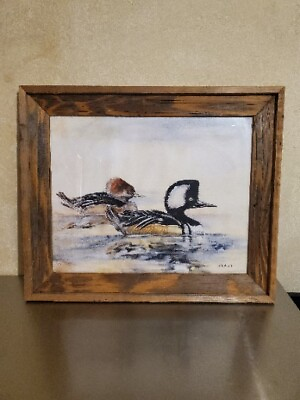 #ad Lin Barrie Hooded Merganser Ducks Oil Or Acrylic On Canvas Framed Painting $1500.00