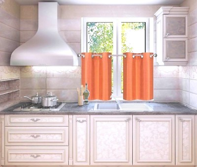 #ad Faux Silk Semi Sheer See Through Window Kitchen Tier Curtain Panels 2PC N29 $6.80