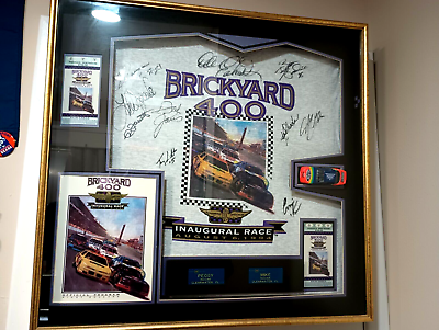 #ad NASCAR Brickyard 400 Inaugural Race Autographed Shirt in Shadow Box $2000.00