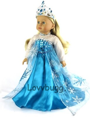 Queen Elsa Gown Tiara Frozen for American Girl 18quot; Doll BEST SHIPDEAL LOVVBUGG $15.95